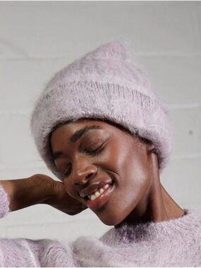 NWT Maria Stanley Alpaca and Merino Wool Beanie in Light Lavender